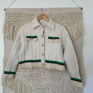 Sandro Idriss Colorblock Cable Knit Cardigan